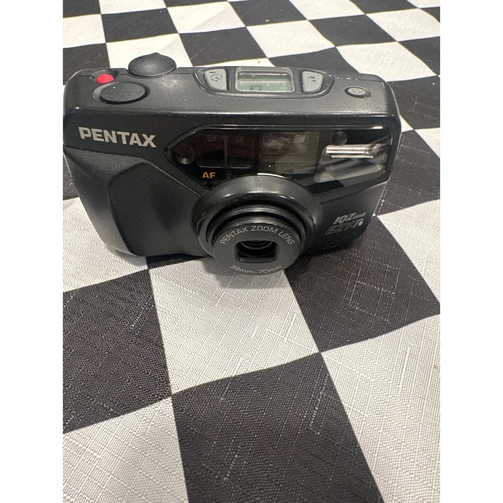 VTG Pentax IQZoom EZY-R 35mm Film Camera 38-70mm Zoom Lens Black tested works